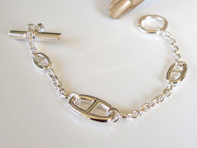 Hermes Shiny Sterling Silver Farandole Unisex Bracelet LG, NIB! - poupishop
