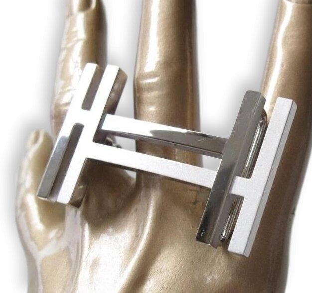 Hermes Shiny/Matt Silver H au Carre Belt Buckle, New! - poupishop