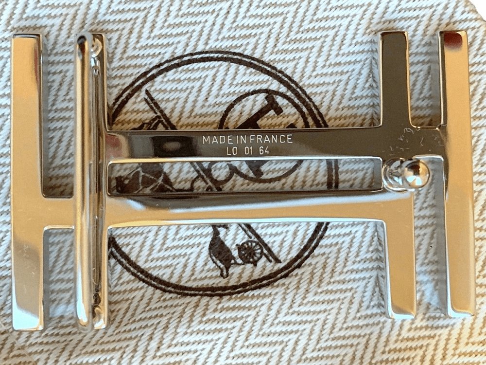 Hermes Shiny/Matt Silver H AU CARRE Belt Buckle, New with Plastic Protection in Pochette! - poupishop