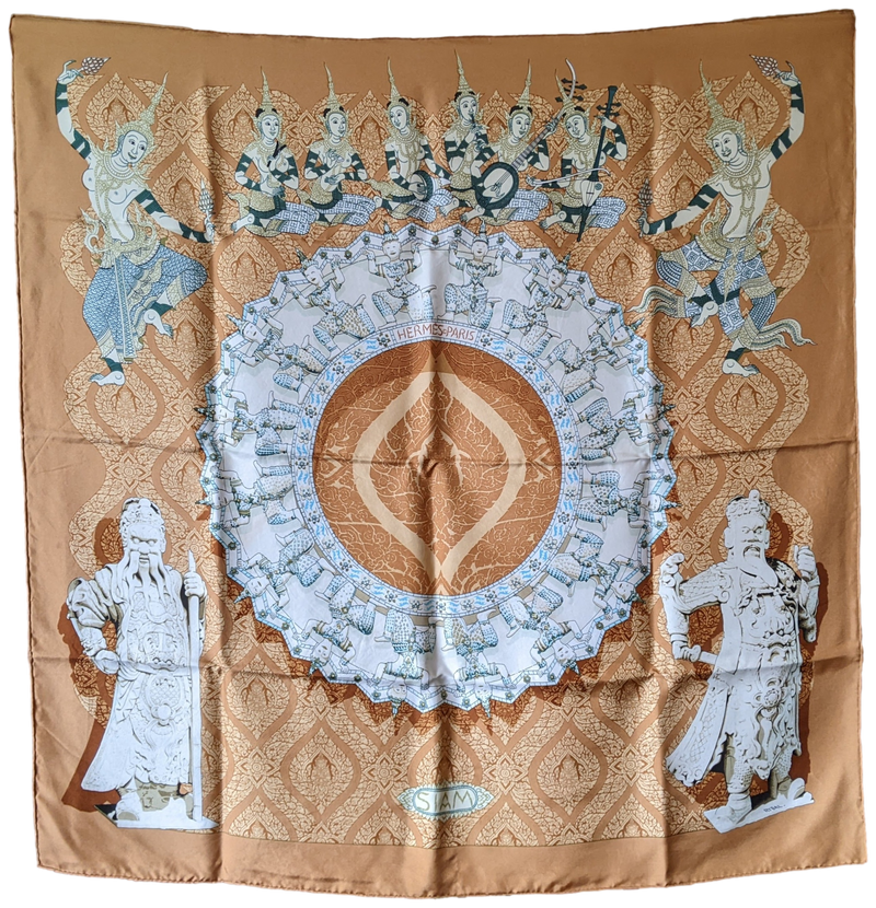 Produits Hermes 1978 "Siam" Twill Silk Scarf 90 x 90 cm