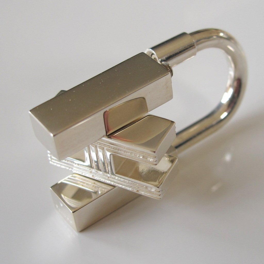 Hermes Silver H Cadenas Key Ring, Bag Charm, New! - poupishop