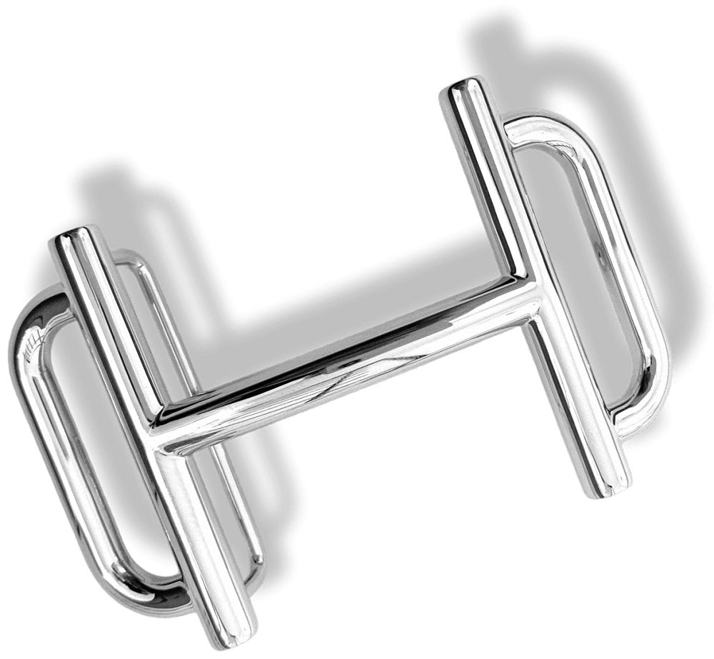 Hermes Silver Laiton Palladium H ROYAL Belt Buckle 38 mm, New with Pouch and white Box! - poupishop