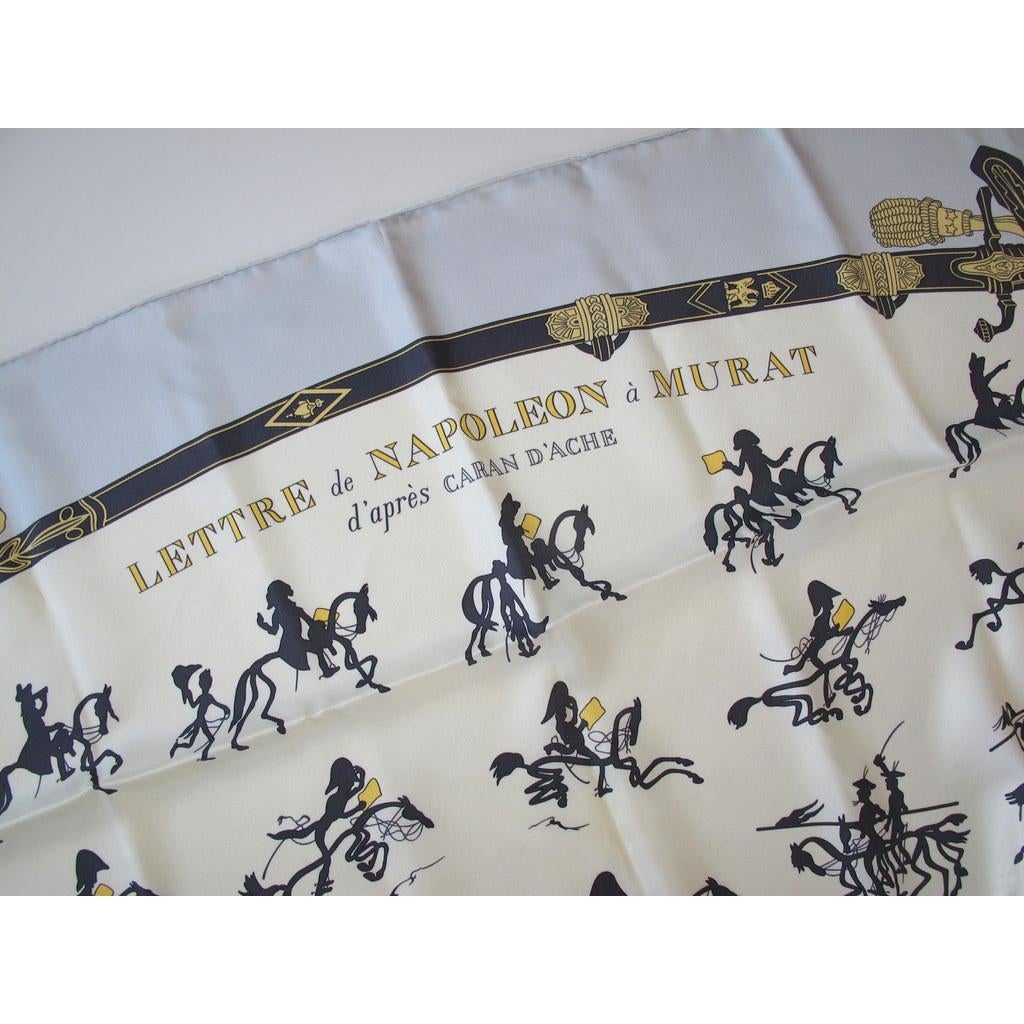 Hermes Silver Lettres Napoleon à Murat Twill 90cm, NIB! - poupishop