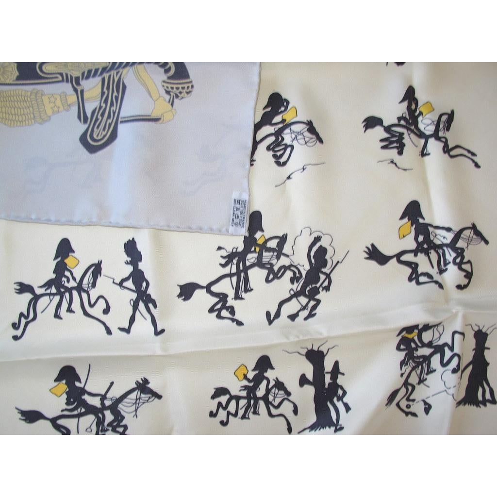 Hermes Silver Lettres Napoleon à Murat Twill 90cm, NIB! - poupishop
