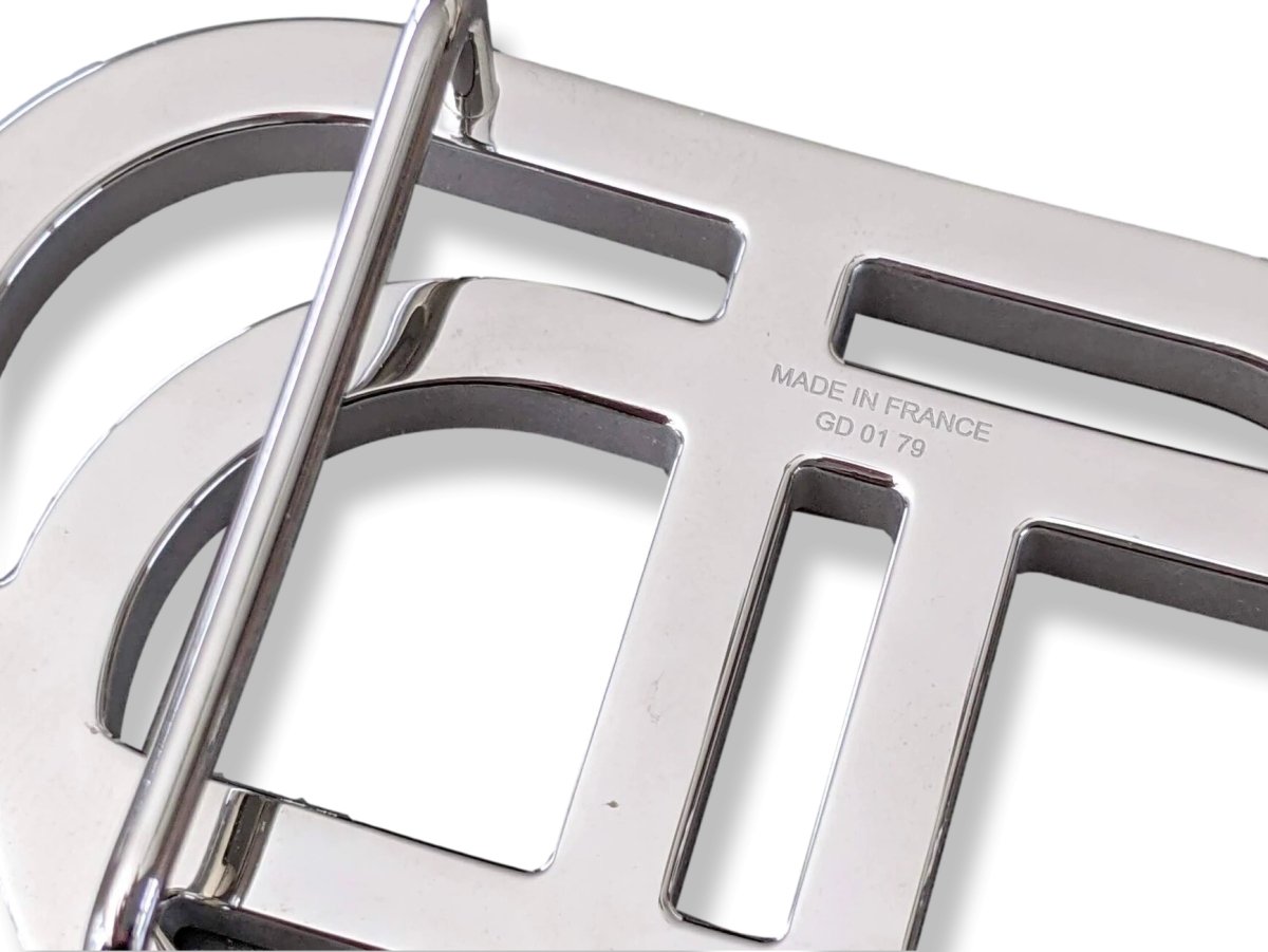 Hermes Silver Mat and Brilliant DOUBLE CHAINE D'ANCRE Belt Buckle 32 mm, RARE New with Pouch! - poupishop