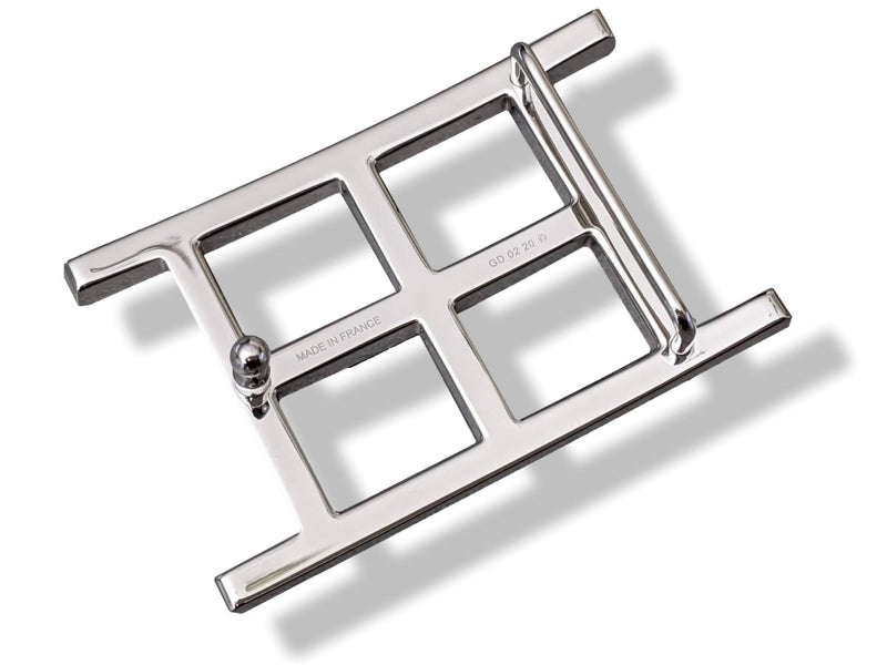 Hermes Silver Mat and Brilliant INSIDE H Quadri Belt Buckle 32 mm, New with Pouch! - poupishop