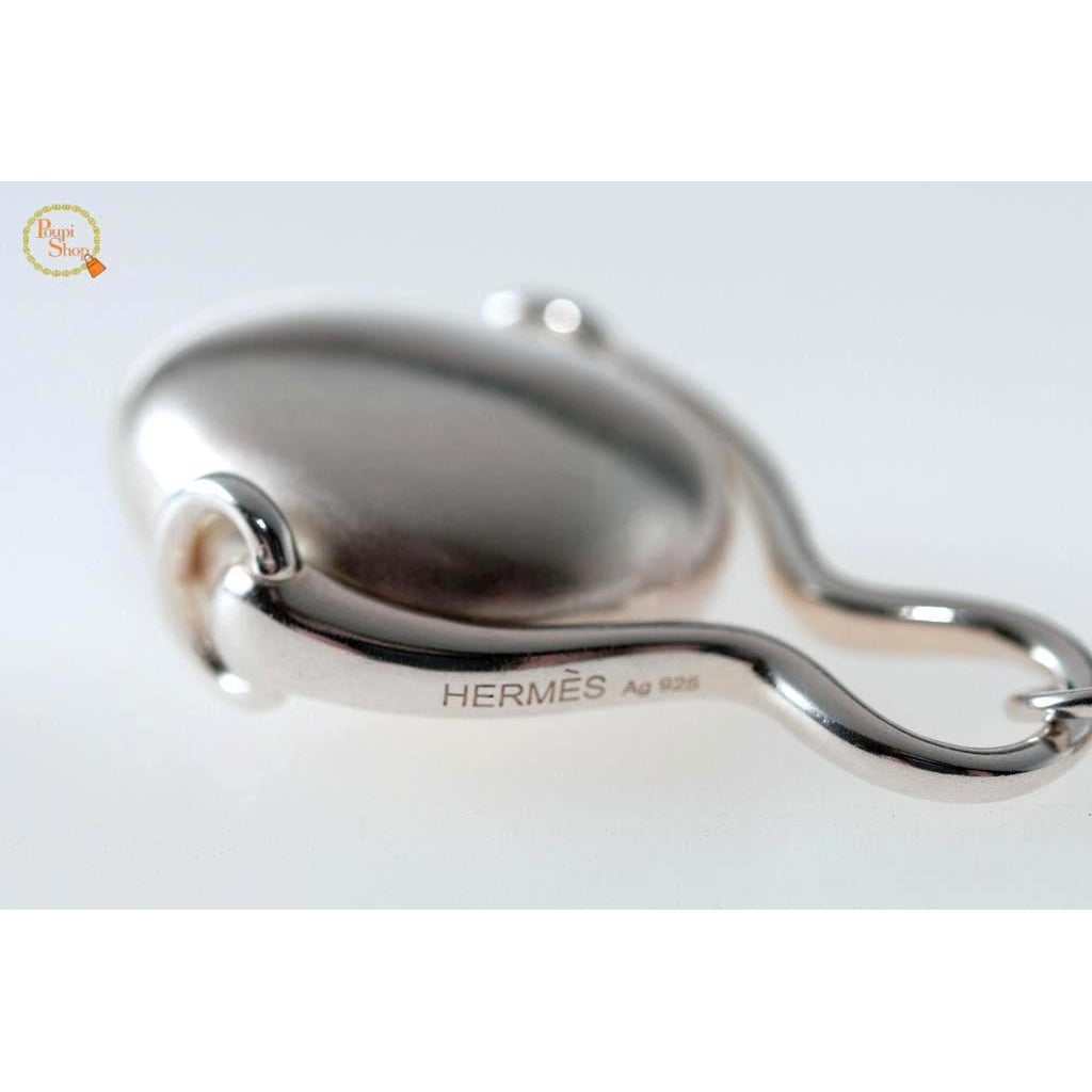 Hermes Silver Necklace Pendant Galet Mors - poupishop