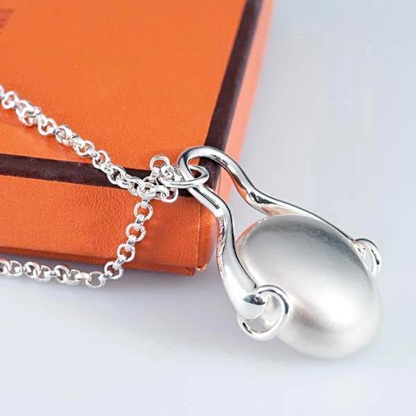 Hermes Silver Necklace Pendant Galet Mors - poupishop