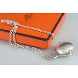Hermes Silver Necklace Pendant Galet Mors - poupishop