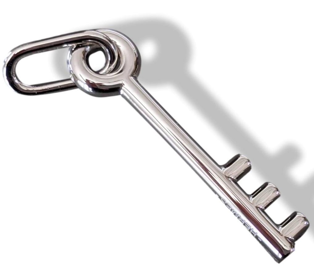 Hermes Single Palladium CLEF CURIOSITE Key Amulette Charm, New! - poupishop