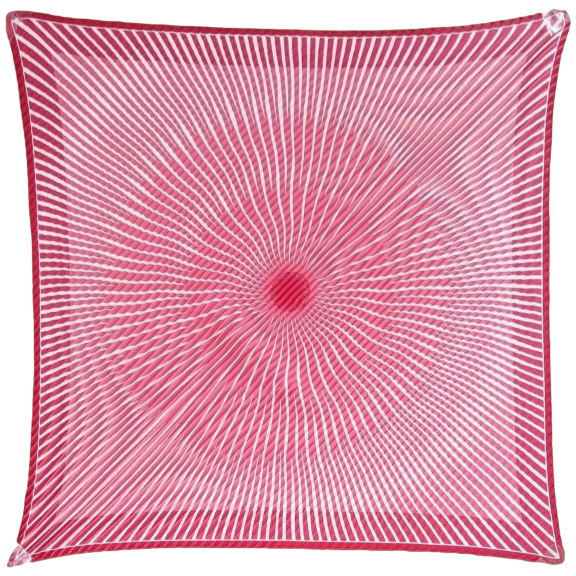 Hermes 2003 Rouge Framboise/Rose/Blanc SOLEIL by Fred Rawyler Pleated Plisse Twill 90cm