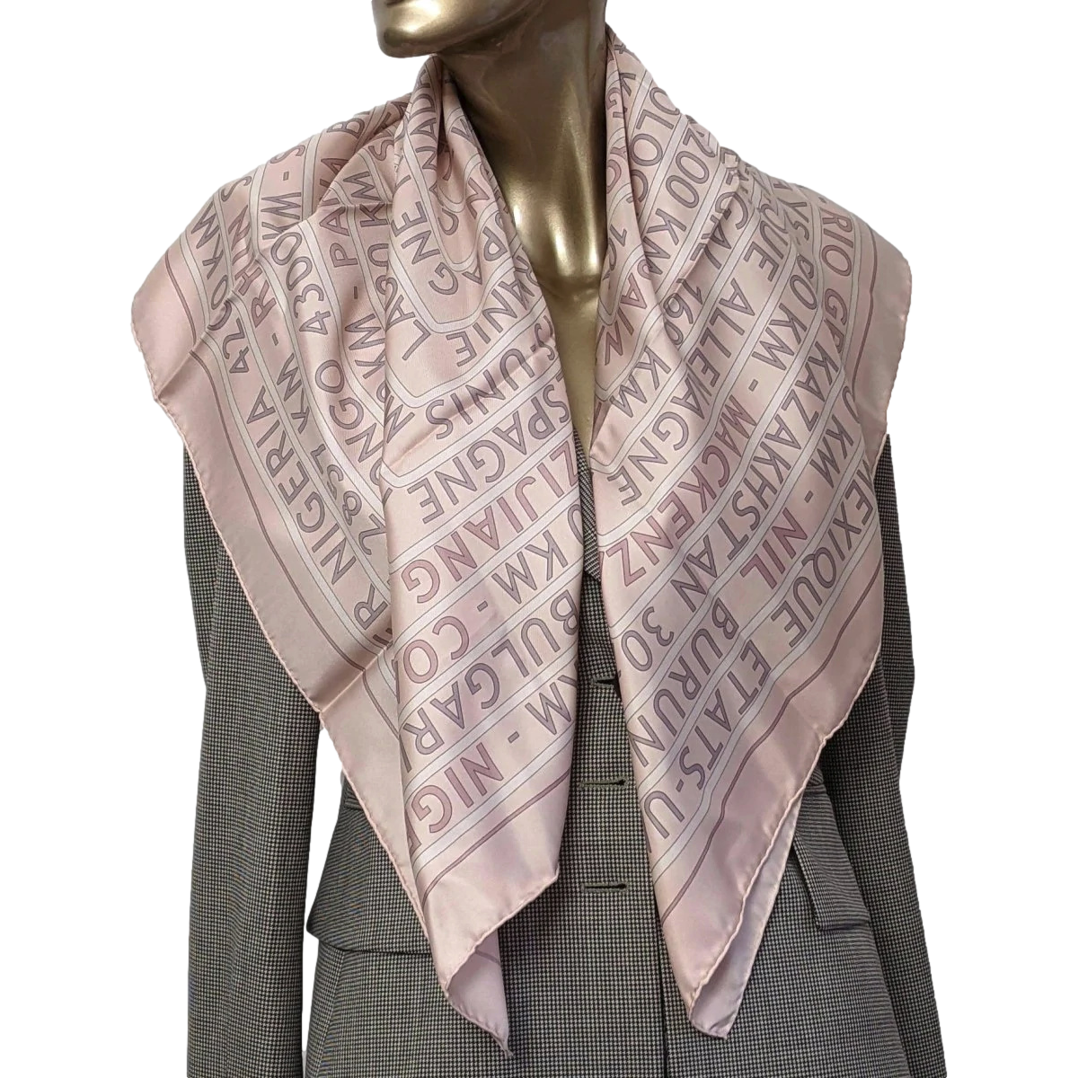 Hermes 2005 Rose "Sources de la Vie" by Fred Rawyler Twill Silk 90cm x 90cm