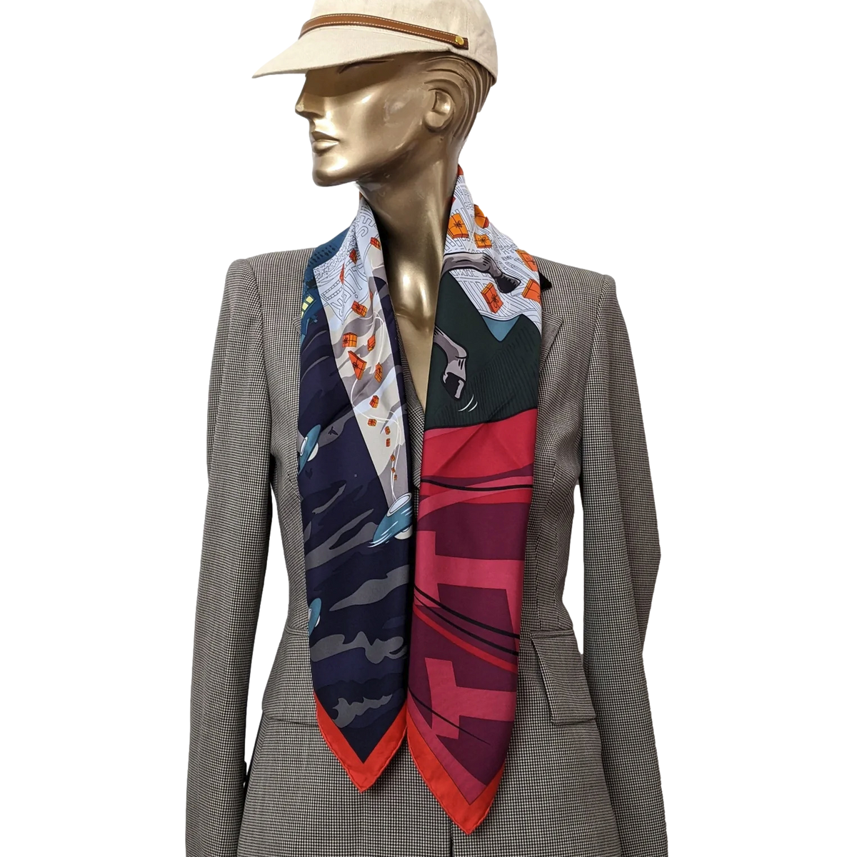 Hermes 2017 Rouge/Vert "Space Shopping au Faubourg" by Dimitri R. Twill 90cm