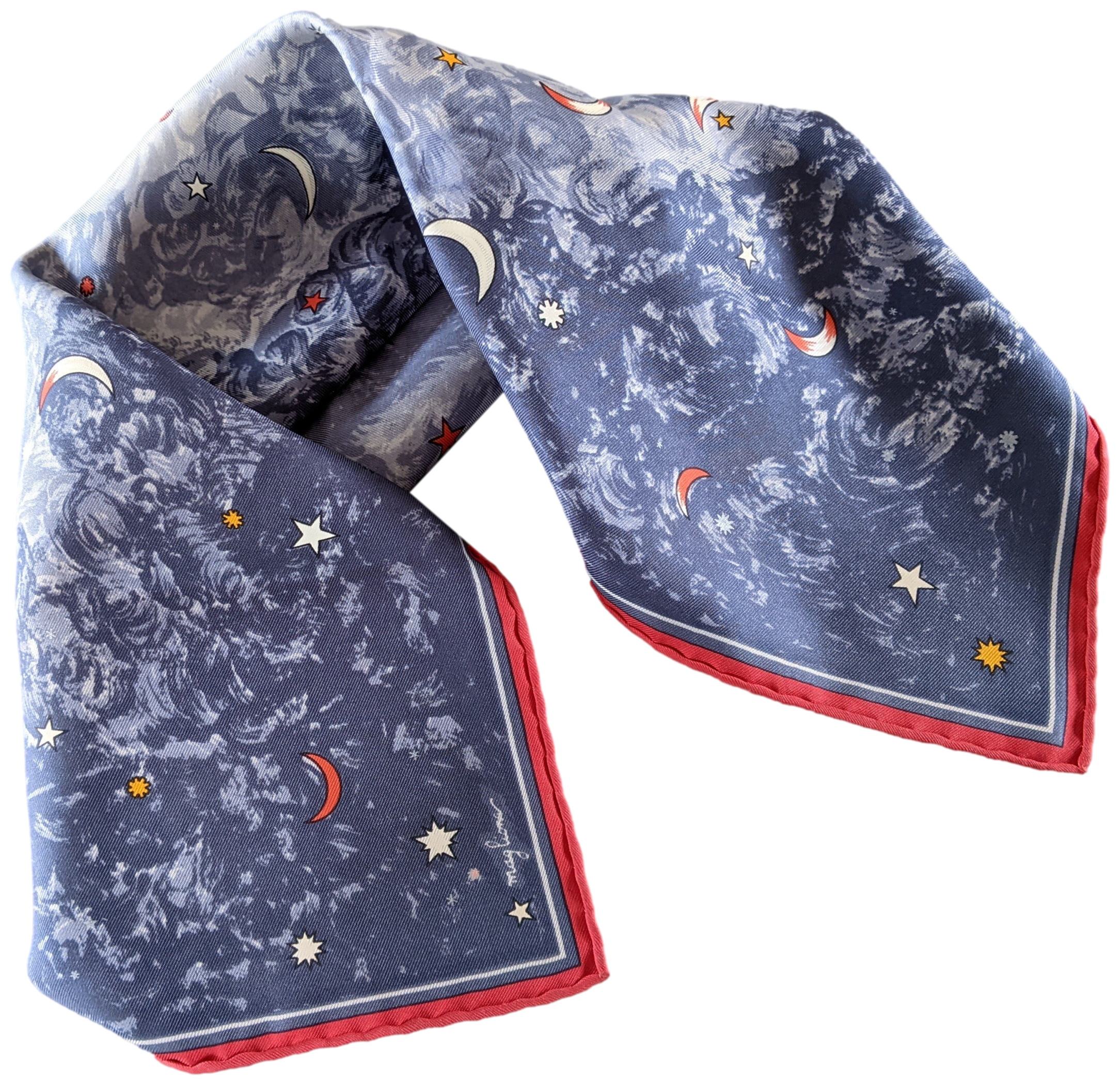 Hermes 1999 Bleu/Rouge Special Issue "Annee des Etoiles" by Maglione Twill 45cm