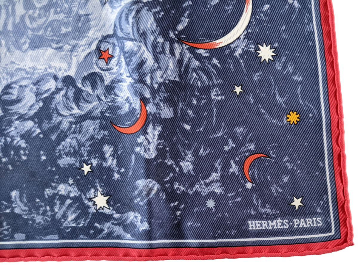 Hermes 1999 Bleu/Rouge Special Issue "Annee des Etoiles" by Maglione Twill 45cm