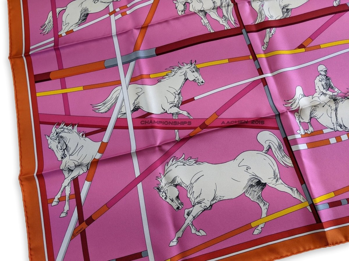 Hermes Special Issue CHAMPIONCHIPS AACHEN 2015 - SAUT D' OBSTACLES Twill 90cm, Rare in Box! - poupishop