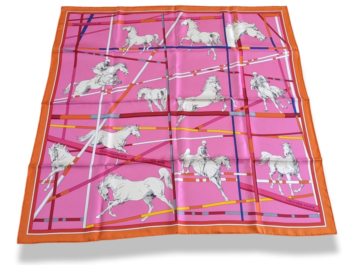 Hermes Special Issue CHAMPIONCHIPS AACHEN 2015 - SAUT D' OBSTACLES Twill 90cm, Rare in Box! - poupishop