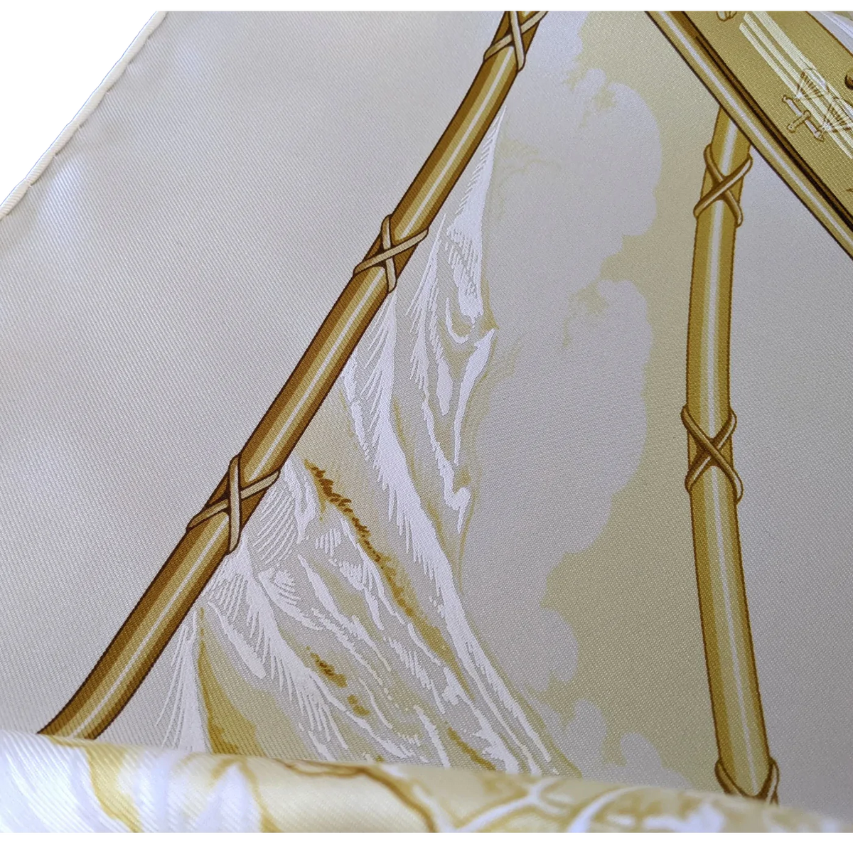 Produits Hermes 2005 Special Ltd. Issue for 250th Anniversary of Vacheron Constantin "Chariot" by Toutsy Blanc Matte Overlay Twill 90cm
