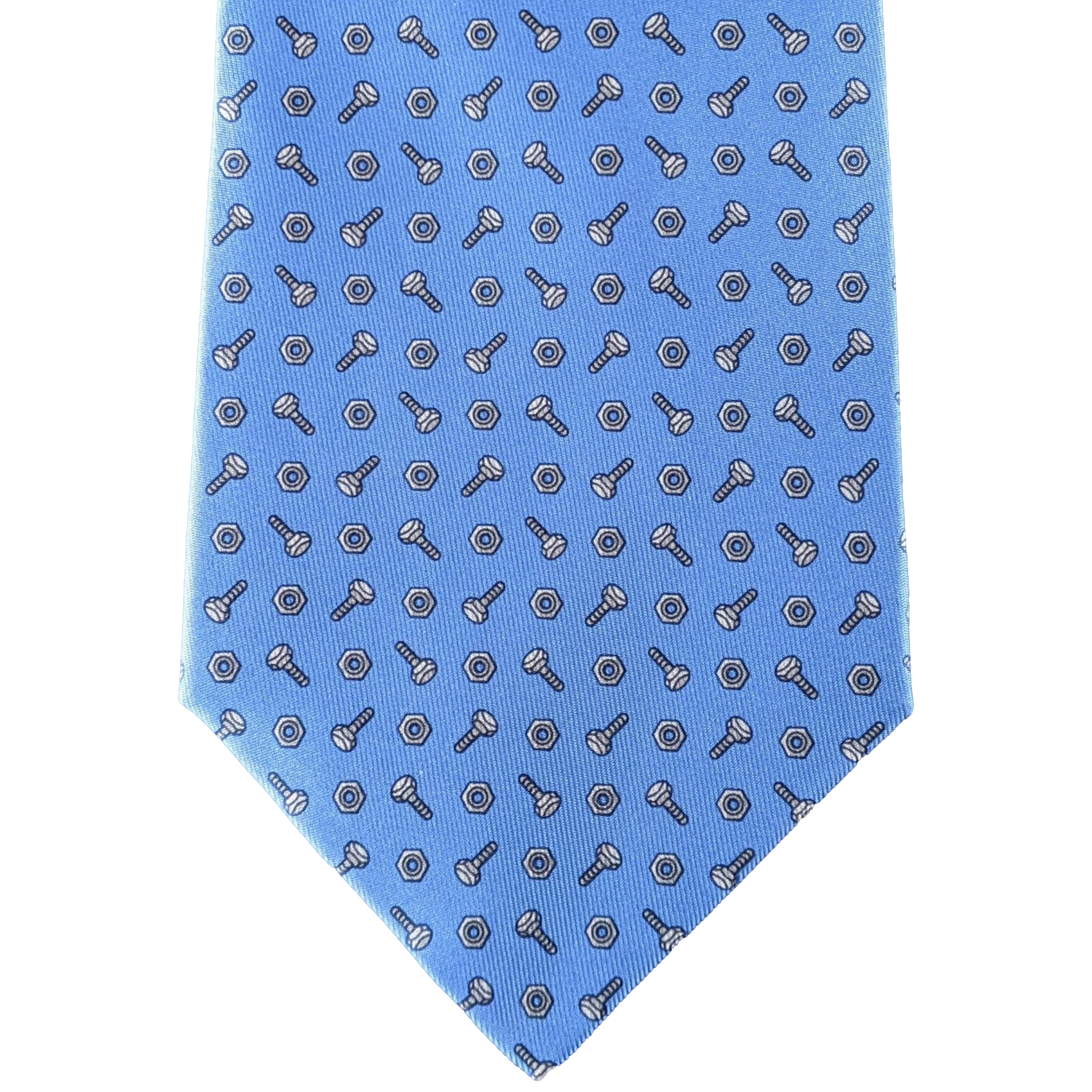 Hermes Bleu Pilote/Gris Special Ltd. Issue for Berrang Industrial "Screews" Twill Silk Tie 9 cm