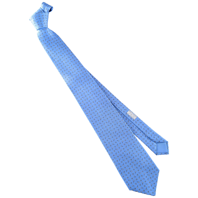Hermes Bleu Pilote/Gris Special Ltd. Issue for Berrang Industrial "Screews" Twill Silk Tie 9 cm