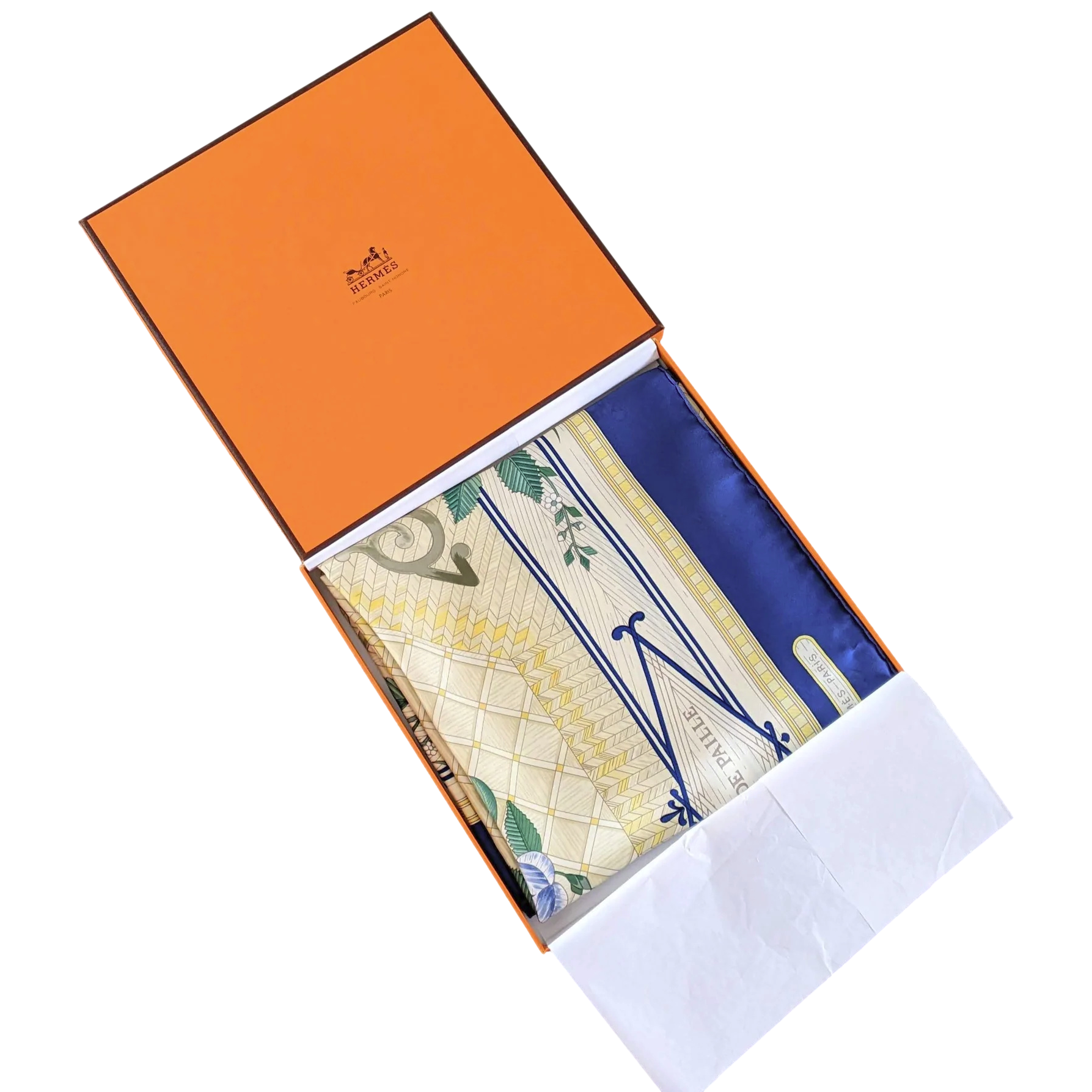 Hermes 1980s Special Issue for the Cercle Munster "Jeu de Paille" by F. de La Perrière Twill 90cm