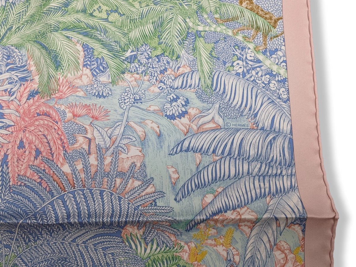 Hermes Special Issue Reopening Store Milan FAUBOURG TROPICAL by Octave Marsal/Theo de Gueltzl Twill scarf RARE, BNIB! - poupishop