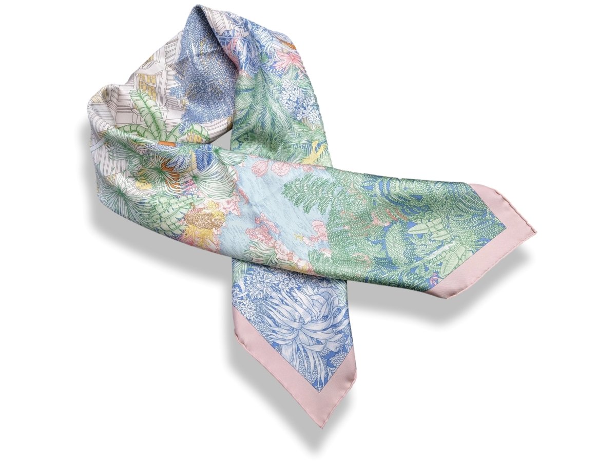 Hermes Special Issue Reopening Store Milan FAUBOURG TROPICAL by Octave Marsal/Theo de Gueltzl Twill scarf RARE, BNIB! - poupishop