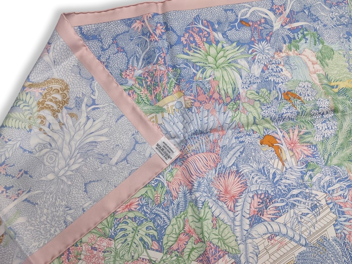 Hermes Special Issue Reopening Store Milan FAUBOURG TROPICAL by Octave Marsal/Theo de Gueltzl Twill scarf RARE, BNIB! - poupishop