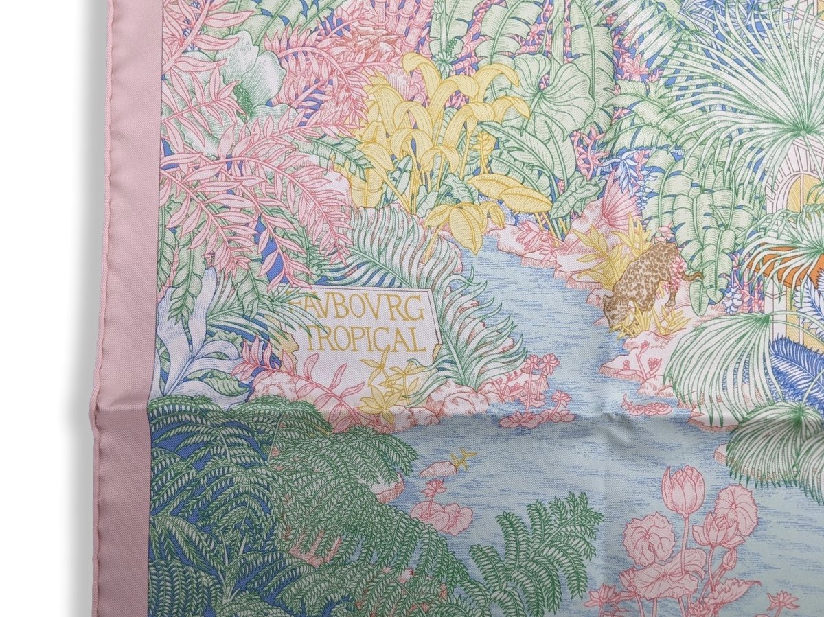 Hermes Special Issue Reopening Store Milan FAUBOURG TROPICAL by Octave Marsal/Theo de Gueltzl Twill scarf RARE, BNIB! - poupishop