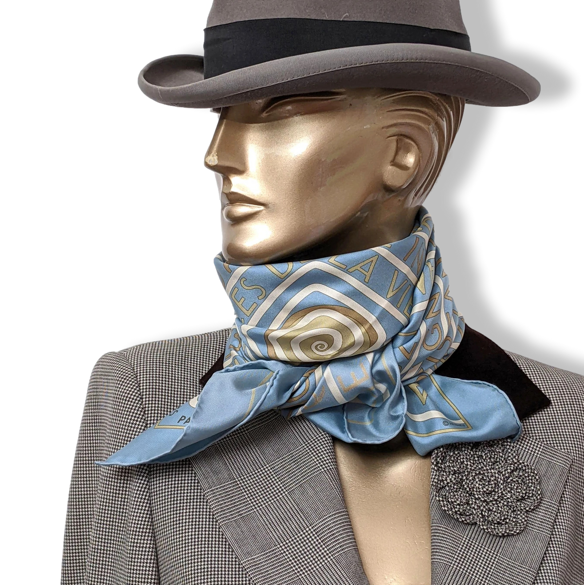 Hermes Special Issue Bleu/Or Sources de la Vie Suez by Fred Rawyler Twill Silk 90 RARE, NIB!