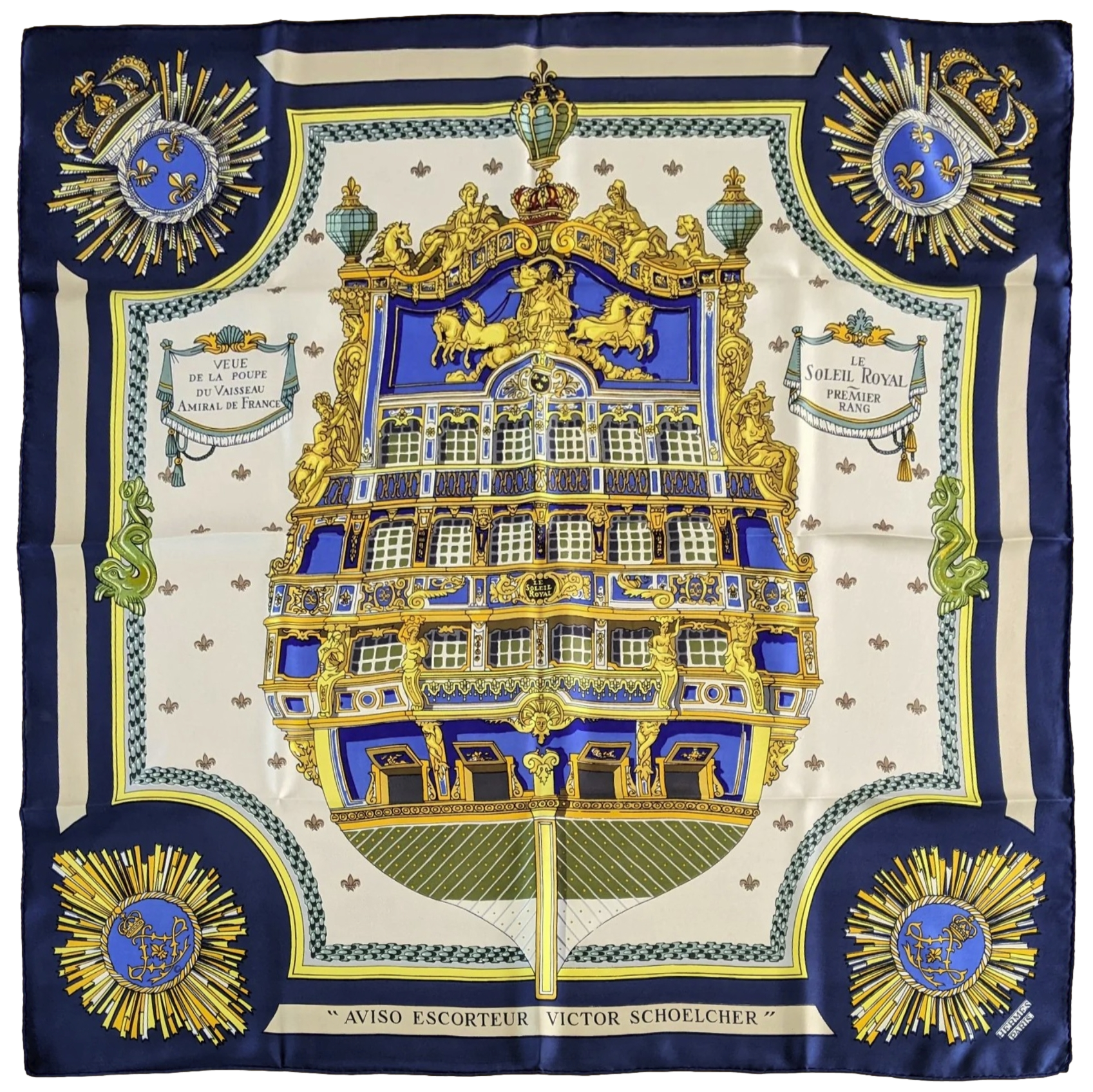 Hermes 1963 Special Issue Victor Schoelcher "Soleil Royal" by Pierre Peron Twill 90cm