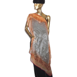 Hermes 2000s Orange/Rose "Splendeur des Maharajas" Old Parchment Paper Effect Chiffon Mousseline 90 cm