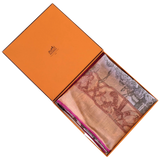 Hermes 2000s Orange/Rose "Splendeur des Maharajas" Old Parchment Paper Effect Chiffon Mousseline 90 cm