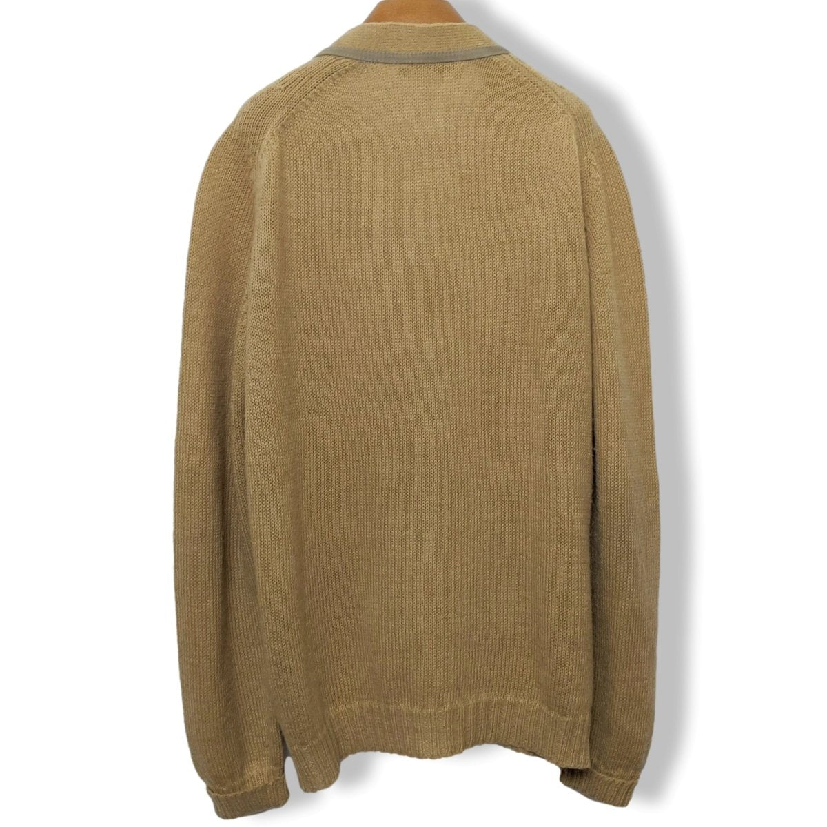 Hermes Sport Men's Beige Mohair/Alpaga/Acrylic/Suede V-Neck Cardigan Sz 54, Pur luxe! - poupishop