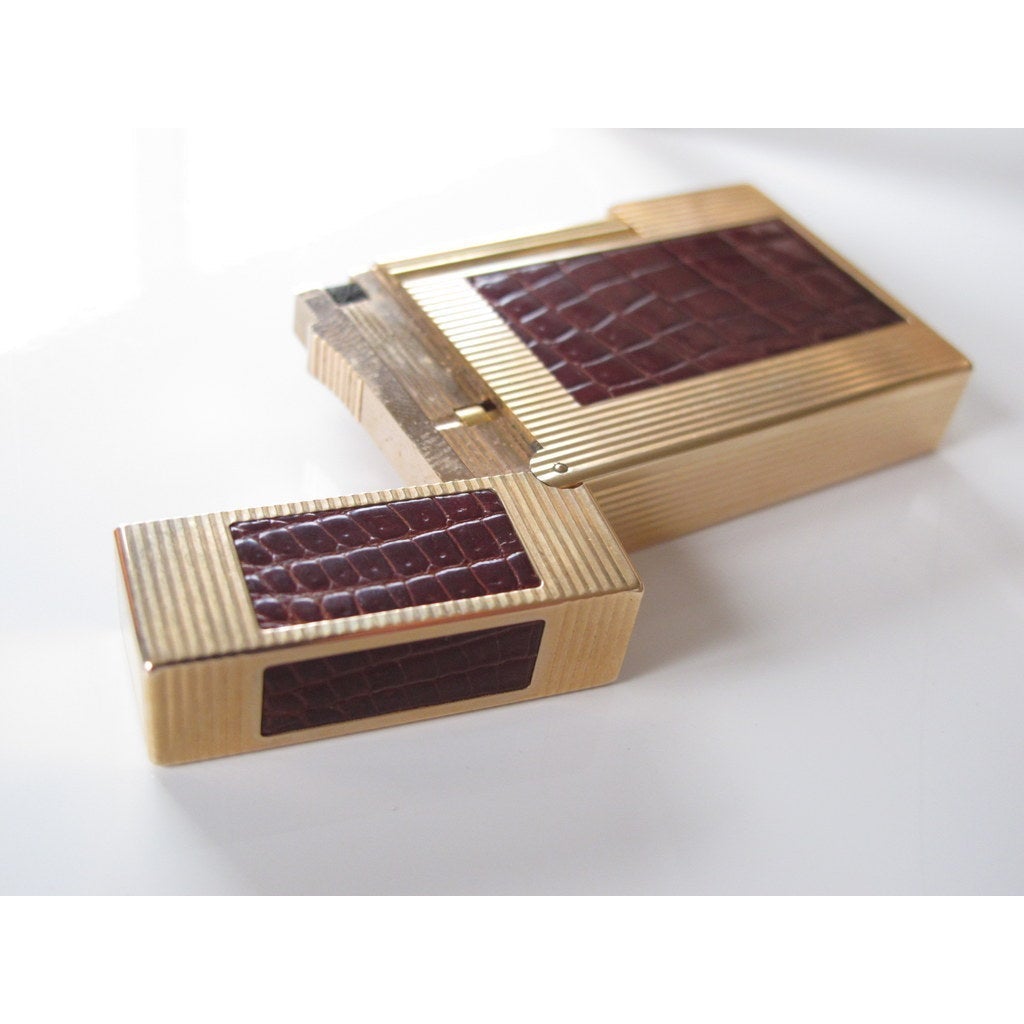 Hermes St Dupont Fauve Crocodile Lighter Ligne II - poupishop