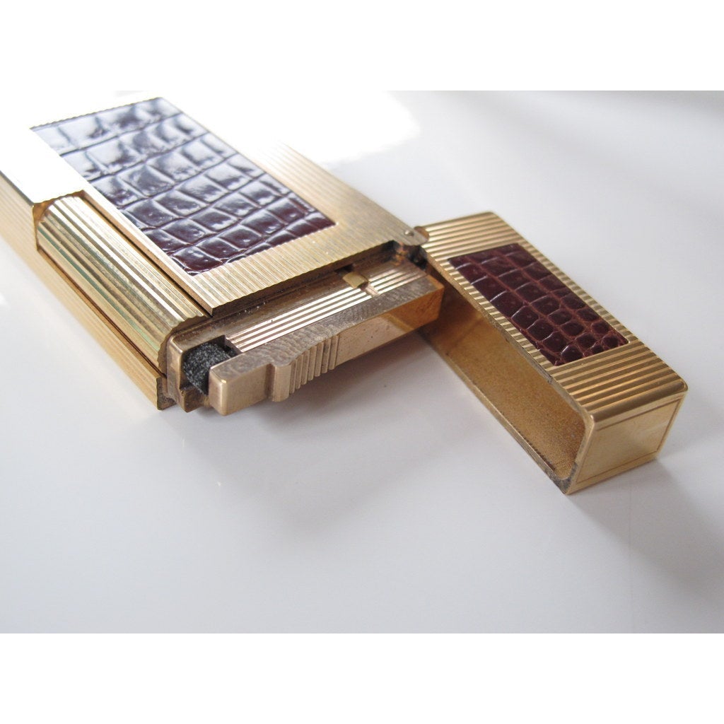 Hermes St Dupont Fauve Crocodile Lighter Ligne II - poupishop