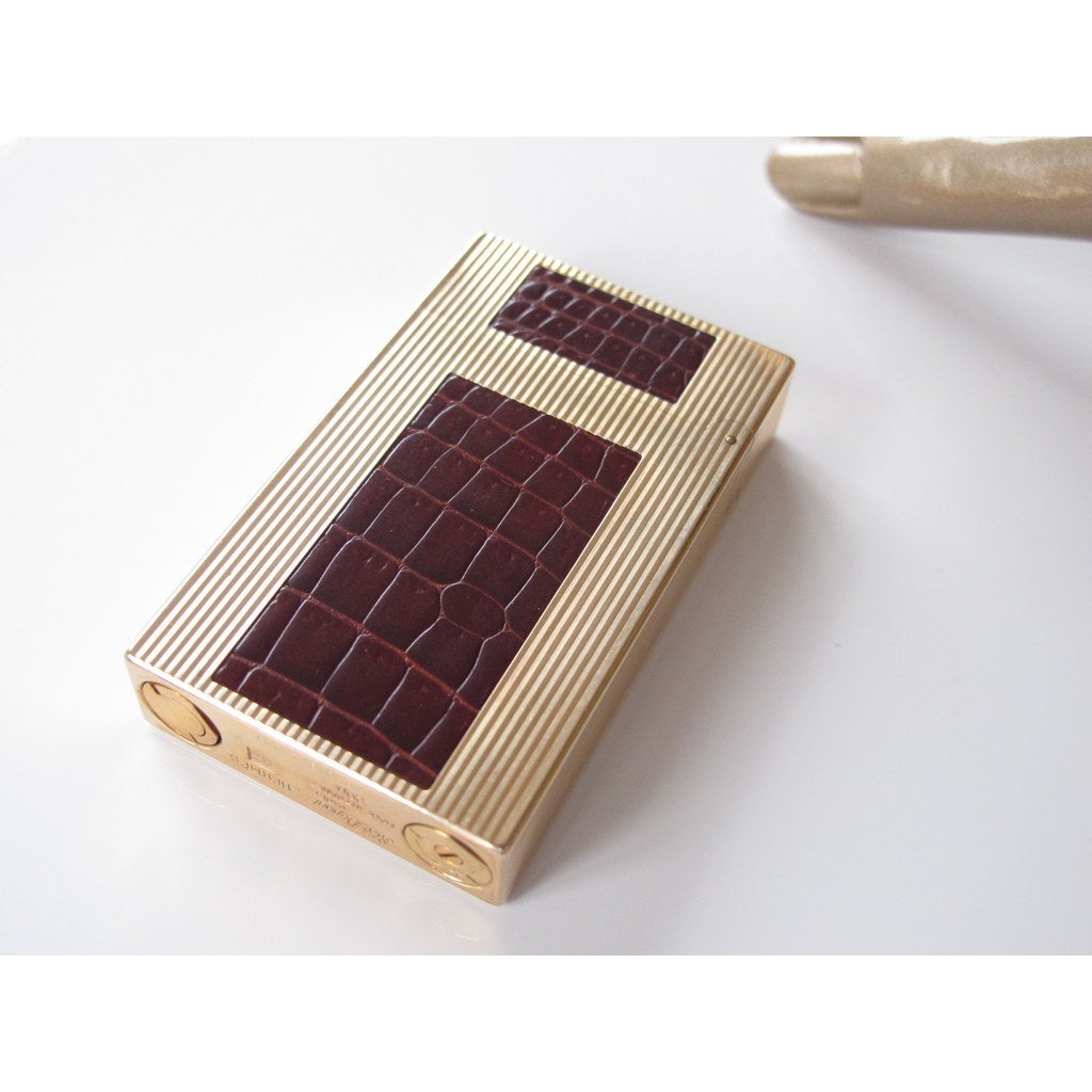 Hermes St Dupont Fauve Crocodile Lighter Ligne II - poupishop