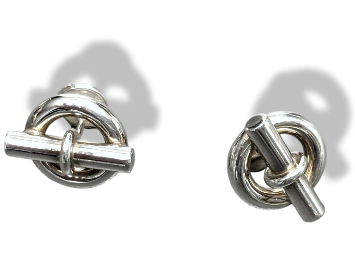 Hermes Sterling Silver 925 MINI CHAINE D'ANCRE Pierced Earrrings - poupishop