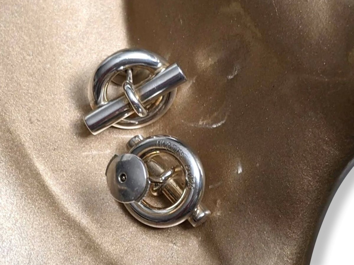 Hermes Sterling Silver 925 MINI CHAINE D'ANCRE Pierced Earrrings - poupishop