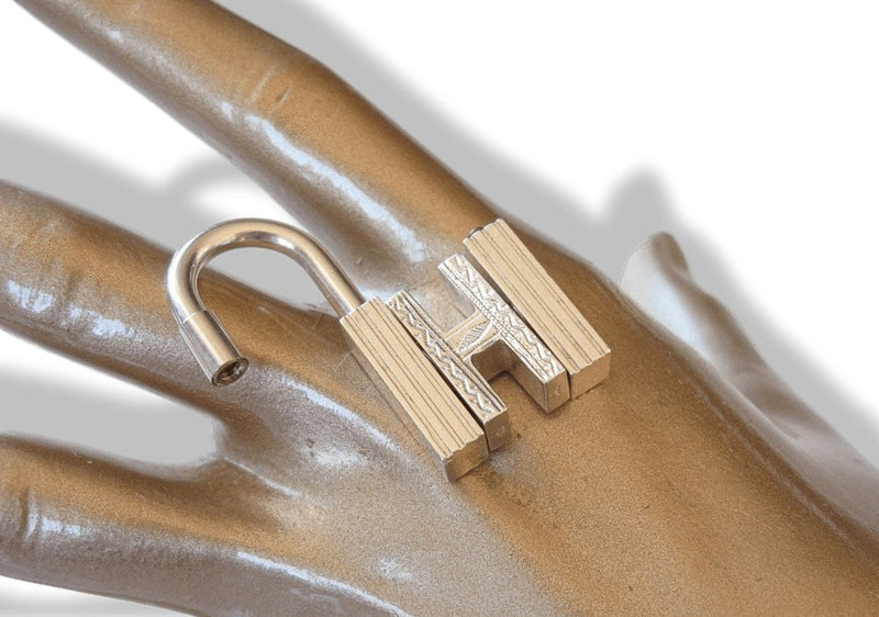 Hermes Sterling Silver 925 Touareg H Padlock Bag Charm Cadenas Key Ring - poupishop