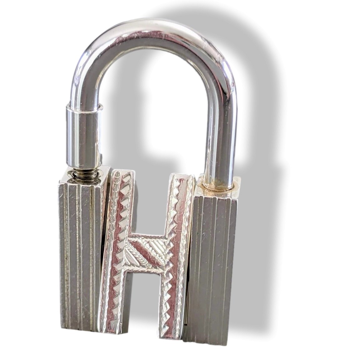 Hermes Sterling Silver 925 Touareg H Padlock Bag Charm Cadenas Key Ring, Mint! - poupishop