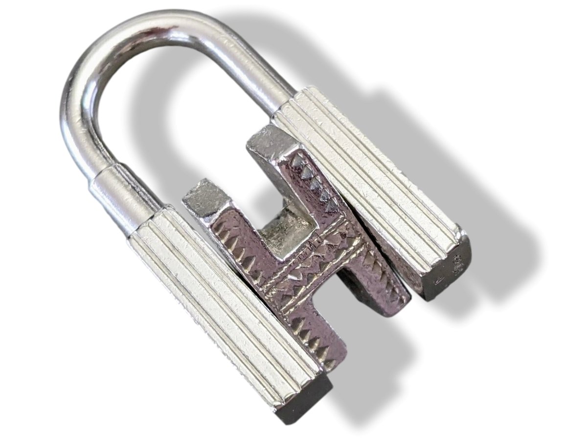 Hermes Sterling Silver 925 Touareg H Padlock Bag Charm Cadenas Key Ring, Pochette! - poupishop