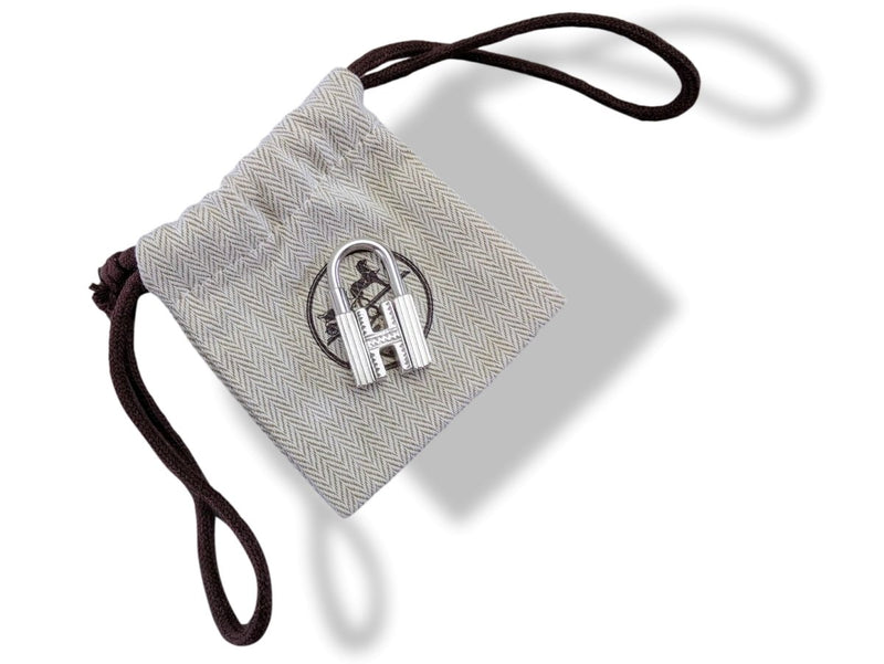 HERMES Touareg H Cadena Padlock Bag Charm Silver 925 Small Good