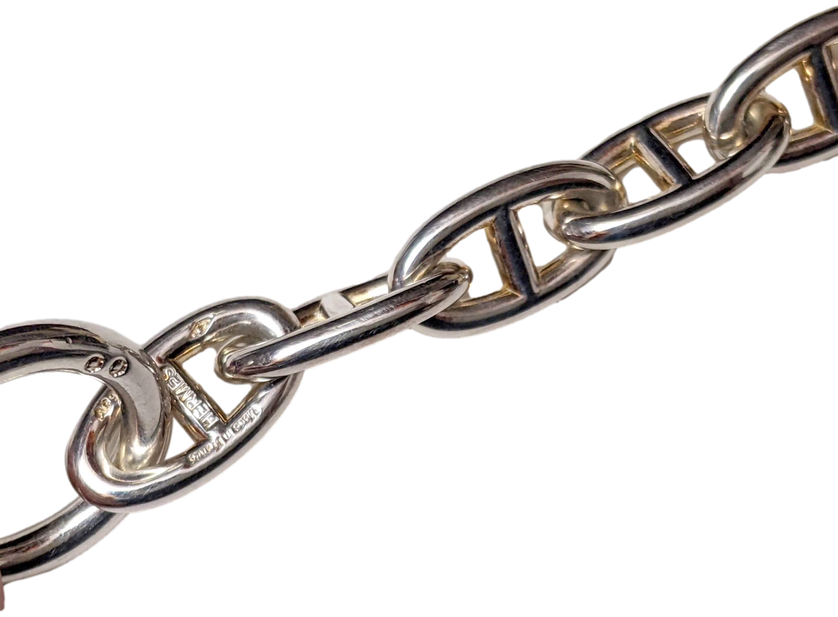 Hermes [B14] Sterling Silver "Chaine d'Ancre" Necklace, Large Model