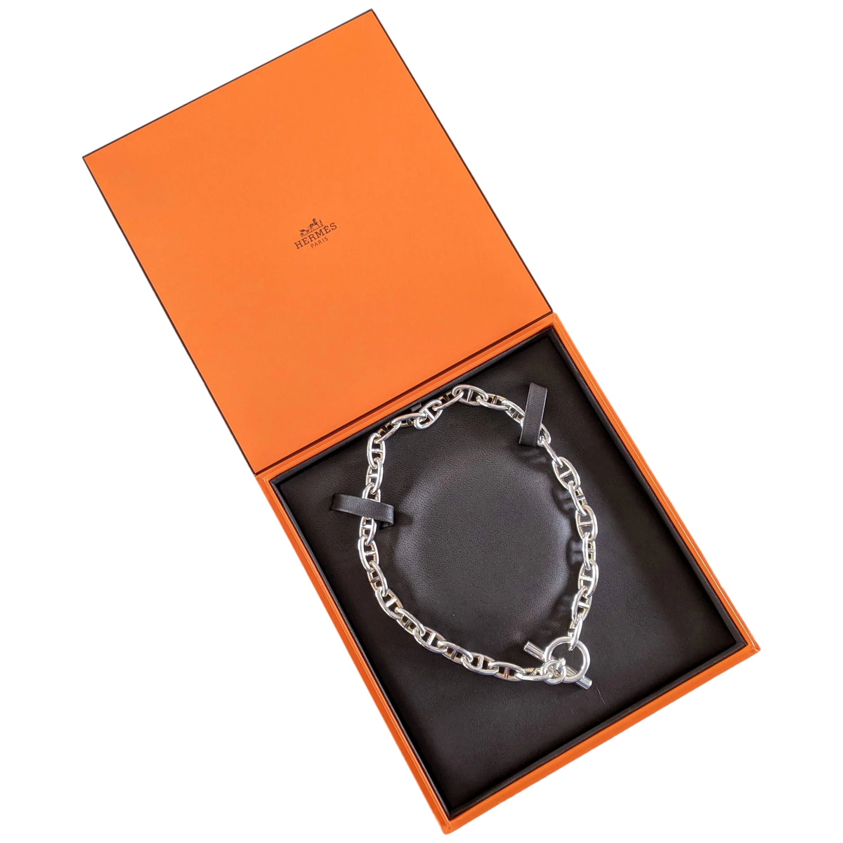 Hermes [B14] Sterling Silver "Chaine d'Ancre" Necklace, Large Model