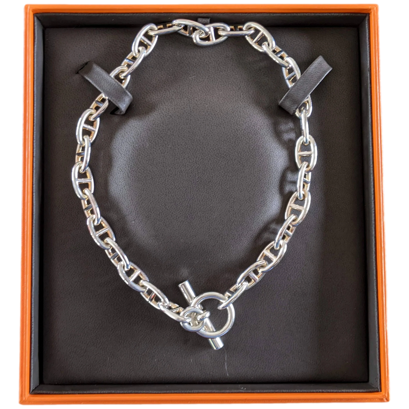 Hermes [B14] Sterling Silver "Chaine d'Ancre" Necklace, Large Model