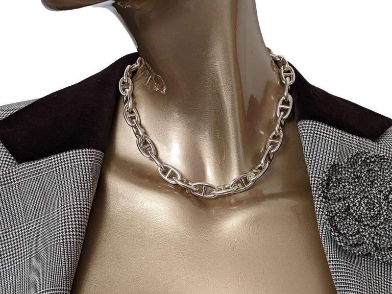 Hermes [B14] Sterling Silver "Chaine d'Ancre" Necklace, Large Model
