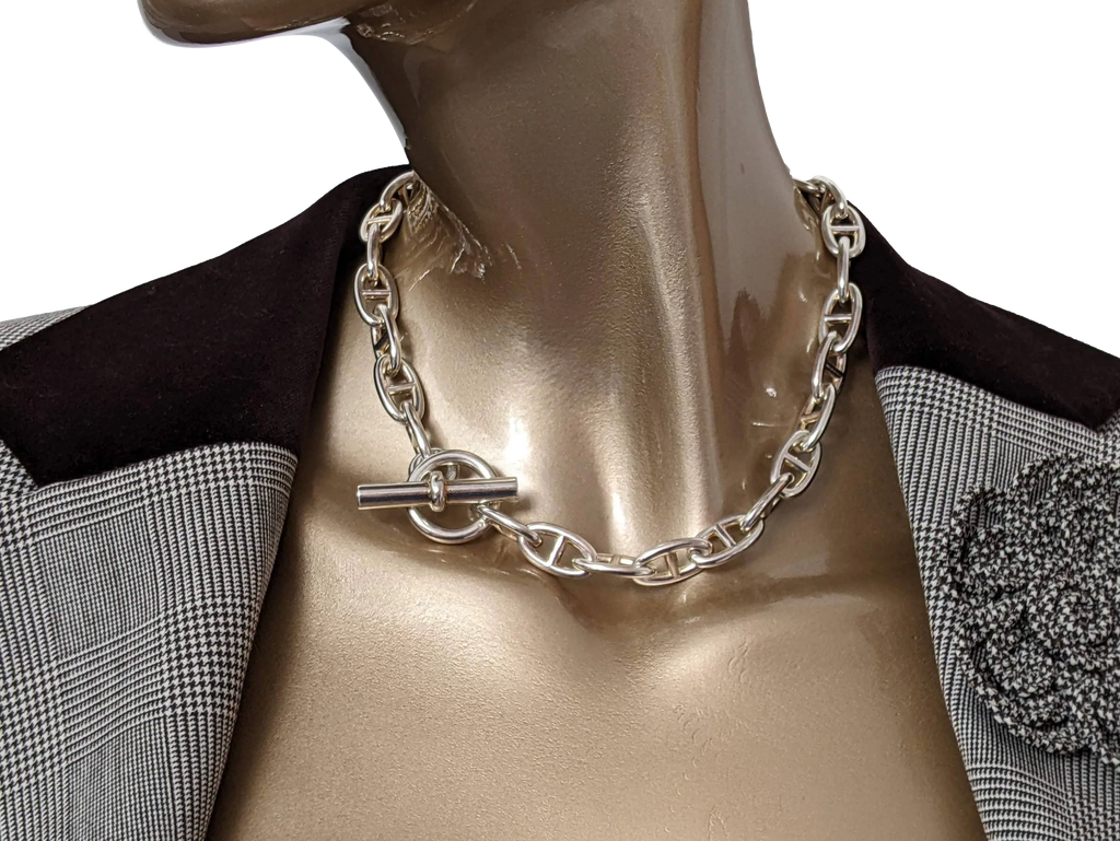 Real 925 Sterling Silver 6mm Men's Puff Rolo Hermes Link Chain Necklace  Bracelet