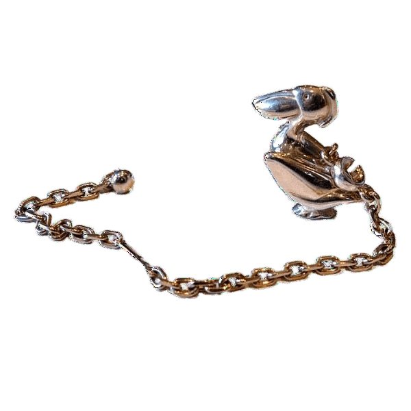 Hermes Sterling Silver Pelican Bag Charm Key Ring - poupishop