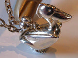 Hermes Sterling Silver Pelican Bag Charm Key Ring - poupishop